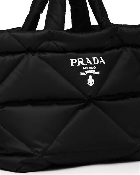 shop prada large padded re-nylon tote bag|prada padded nylon shoulder bag.